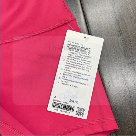 Lululemon Align High-Rise Short 4" Raspberry Coulis NWT - Picture 5 of 8